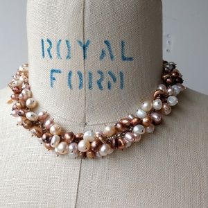 Freshwater pearl choker champagne clusters
